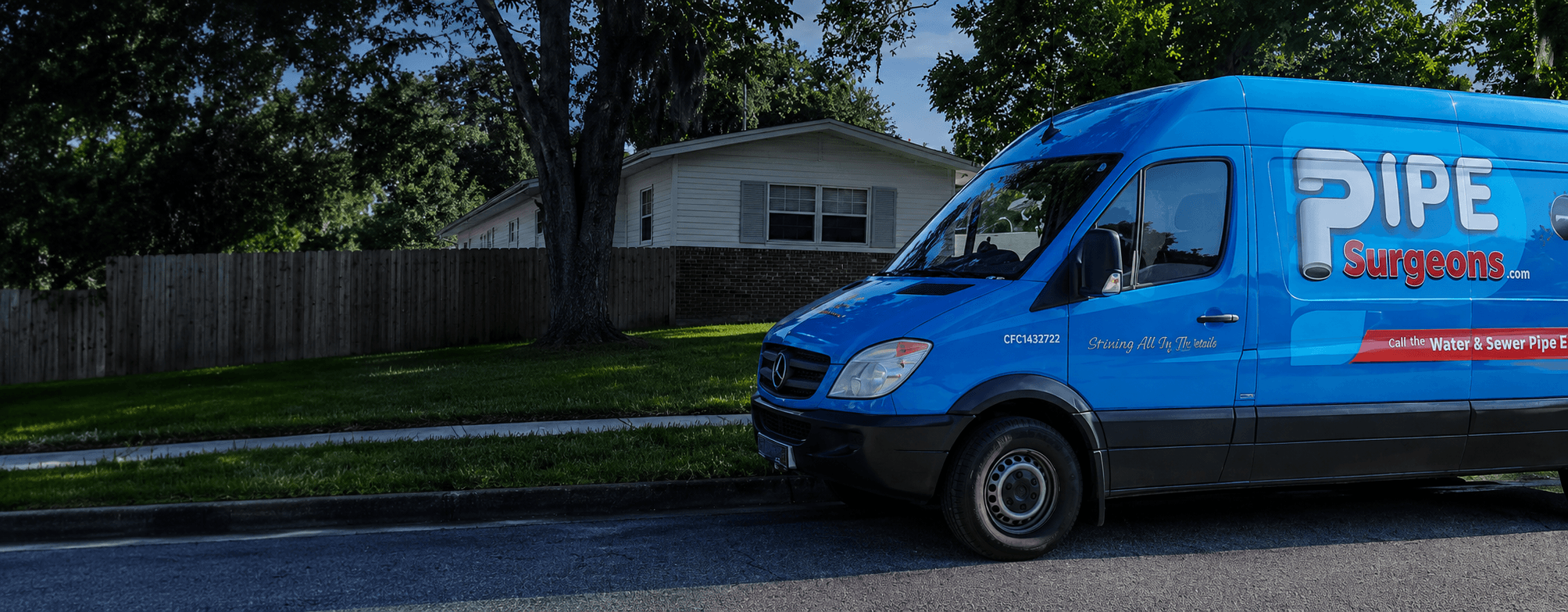 Pipe Surgeons service van parked outside a Florida home