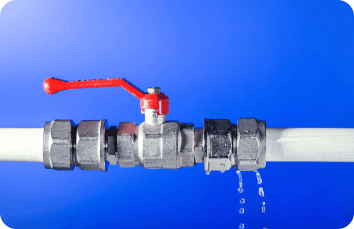 Leaking pipe valve