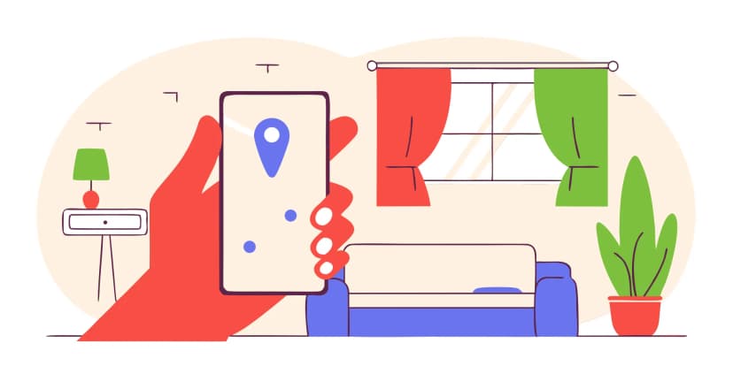 A person using a smartphone with a map pin to find an AC service near me.