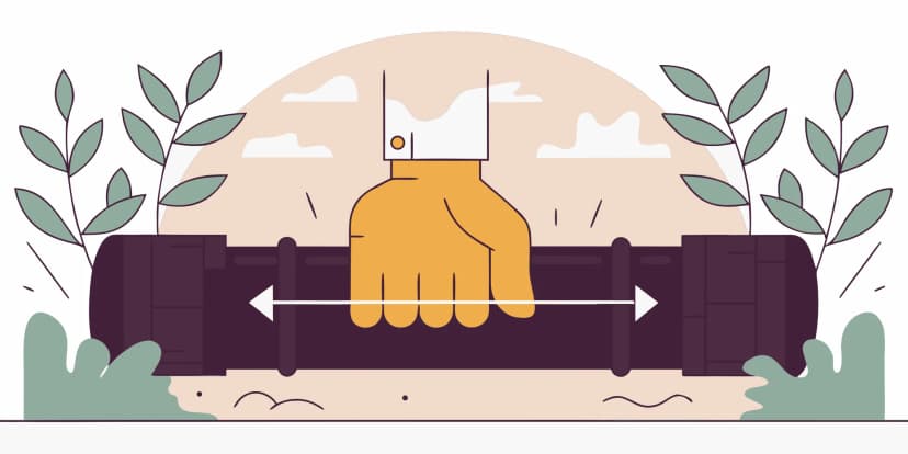 Vector illustration of pipe bursting technology showing a bursting head pulling new HDPE pipe underground without excavation